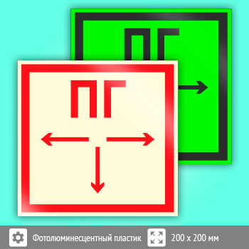 Знак F09 «Пожарный гидрант» (фотолюминесцентный пластик, 200х200 мм)