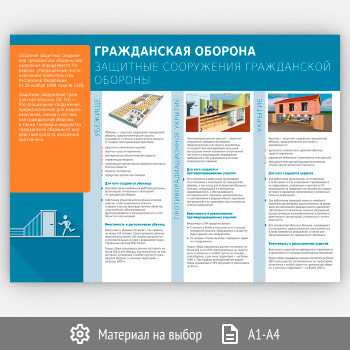 Плакат «Гражданская оборона. Защитные сооружения гражданской обороны» (МЧС-10, 1 лист)