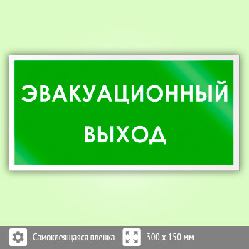 Знак «Эвакуационный выход», B43 (пленка, 300х150 мм)